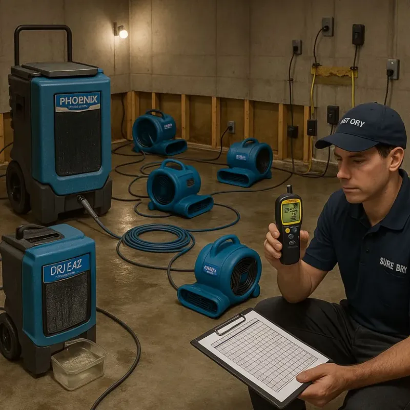 Structural Drying and Dehumidification process in West Baraboo, WI